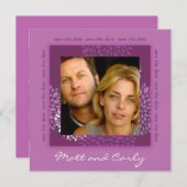 Zeitgenössische Petals Lila Gerettet Datum Foto Ei Save The Date (Vorne/Hinten)