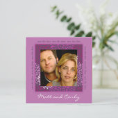 Zeitgenössische Petals Lila Gerettet Datum Foto Ei Save The Date (Stehend Vorderseite)