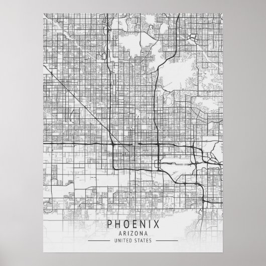 Zeitgenössische Phoenix Arizona Straßenkarte unein Poster (Vorne)