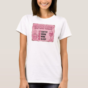 Zeitgenössische Pinke COFFEE DANN WEIN Kunstkompos T-Shirt