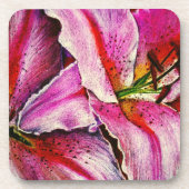 zeitgenössische regenbogenfarbene abstrakte Blume Getränkeuntersetzer (Vorderseite)