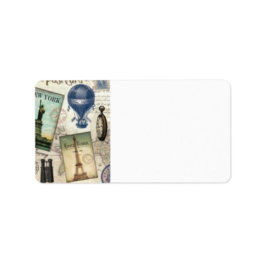 zeitgenössische Reiserollage Adressaufkleber (Vorne)