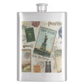 zeitgenössische Reiserollage Flachmann (Vorderseite)