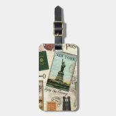 zeitgenössische Reiserollage Gepäckanhänger (Vorderseite vertikal)