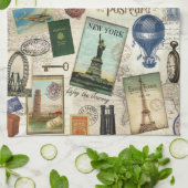 zeitgenössische Reiserollage Geschirrtuch (Gefaltet)