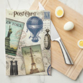 zeitgenössische Reiserollage Geschirrtuch (Viertel Falte)