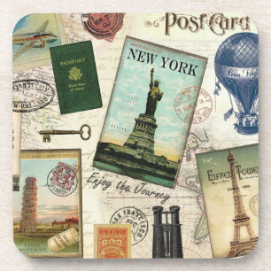 zeitgenössische Reiserollage Getränkeuntersetzer