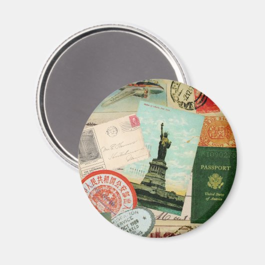 zeitgenössische Reiserollage Magnet (Vorderseite/Rückseite)