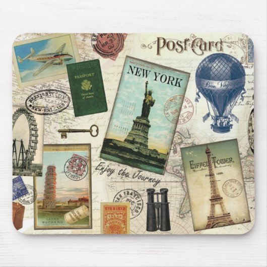 zeitgenössische Reiserollage Mousepad (Vorne)