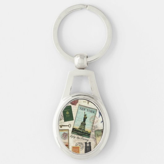 zeitgenössische Reiserollage Schlüsselanhänger (Vorderseite)
