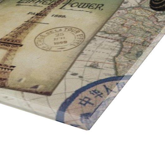 zeitgenössische Reiserollage Schneidebrett (Ecke)