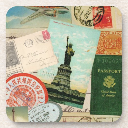 zeitgenössische Reiserollage Untersetzer (Vorderseite)