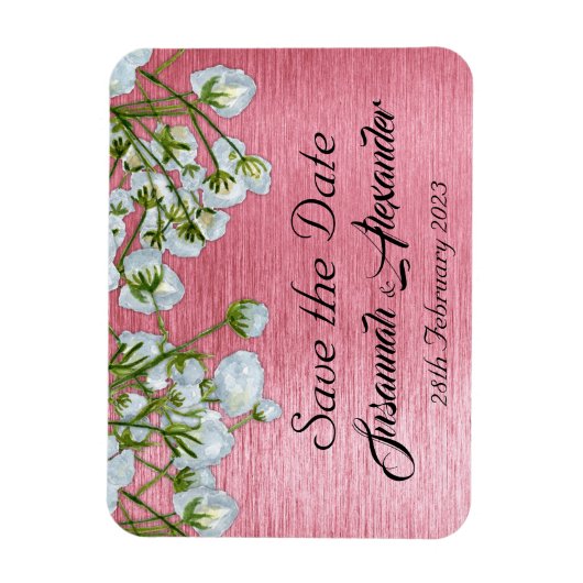 Zeitgenössische rosa Hochzeit speichern Sie das Da Magnet (Vertikal)