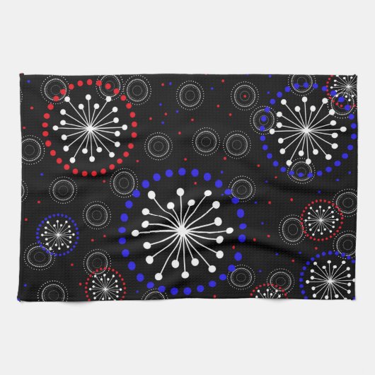 Zeitgenössische rote blaue Feuerwerkskörper Küchentuch (Horizontal)