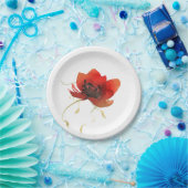 Zeitgenössische rote Mohnblume und einfache Goldfo Pappteller (Party)