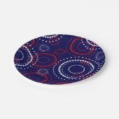 Zeitgenössische rote weiße Feuerwerke auf Blue Pappteller (Schrägansicht)