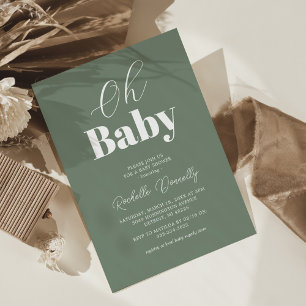 Zeitgenössische Sage Green Baby Dusche Einladung