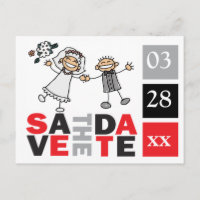 Zeitgenössische Save the Date Happy Newlyweds Wedd