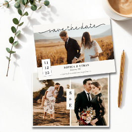 Zeitgenössische Schrift Moderne Beige Foto Hochzei Save The Date