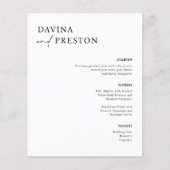 Zeitgenössische Schrift Moderne WEDD DINNER MENU (Vorderseite)