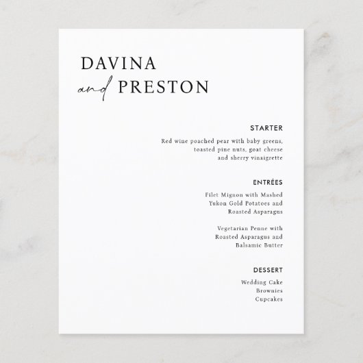 Zeitgenössische Schrift Moderne WEDD DINNER MENU (Vorderseite)