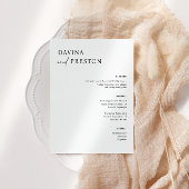 Zeitgenössische Schrift Moderne WEDD DINNER MENU Tischnummer