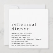 Zeitgenössische Schwarz-weiße Probe Abendessen Ein Einladung (Vorderseite)