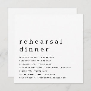 Zeitgenössische Schwarz-weiße Probe Abendessen Ein Einladung