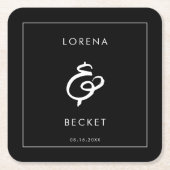 Zeitgenössische schwarze Hochzeit Rechteckiger Pappuntersetzer (Vorderseite)