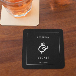 Zeitgenössische schwarze Hochzeit Rechteckiger Pappuntersetzer