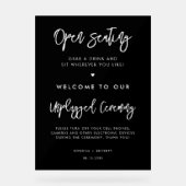 Zeitgenössische schwarze offene Sitzgelegenheiten Acrylschild (Vorderseite)