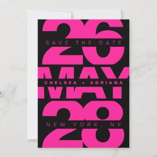 Zeitgenössische schwarze rosa kühne Typografie Hoc Save The Date