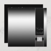 Zeitgenössische Schwarze und Silberne Geburtstagsp Einladung (Vorne/Hinten)