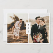 Zeitgenössische Script Schwarz-Weiß-Foto-Hochzeit Save The Date (Rückseite)