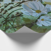 Zeitgenössische Silber-Flügel Libellen/mit Blumen Geschenkpapier (Ecke)