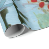 Zeitgenössische Silber-Flügel Libellen/mit Blumen Geschenkpapier (Rolleneckpunkt)