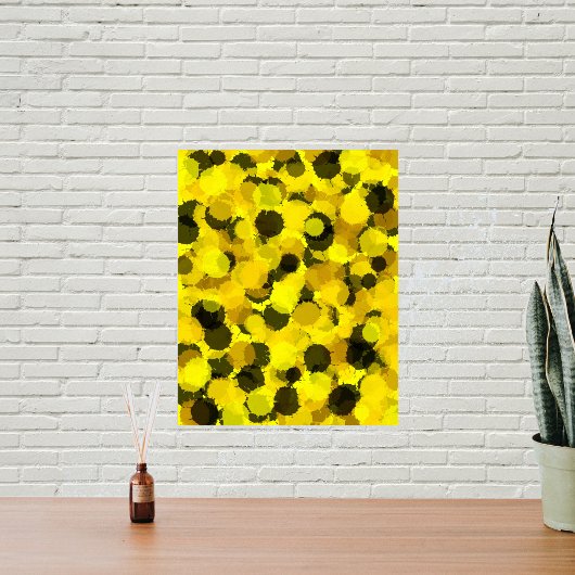 Zeitgenössische Sonnenblume Abstrakte Punkte Gelbe Poster