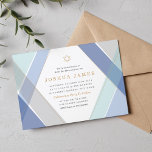 Zeitgenössische Streifen Bar Mitzvah Einladung<br><div class="desc">Zeitgenössische Bar Mitzvah laden Design von Shelby Allison in grau,  blau und gold ein,  die mit Ihrem Text personalisiert werden können.</div>