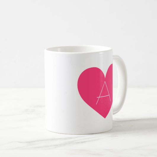 Zeitgenössische Tasse des Hot-Pink-Herzens (VorderseiteRechts)