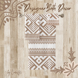 Zeitgenössische Taupe, Linen, braun Gemustert Badhandtuch Set