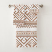 Zeitgenössische Taupe, Linen, braun Gemustert Badhandtuch Set (Insitu)