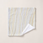 Zeitgenössische Taupe mit Linenmuster Badhandtuch Set (Waschlappen)