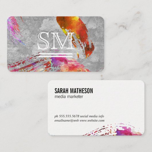 Zeitgenössische Textur-Monogramm Visitenkarte (Vorne/Hinten)