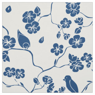 Zeitgenössische Toile Birds & Florals Fabric Stoff
