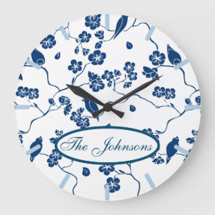 Zeitgenössische Toilvögel & Florals Große Wanduhr