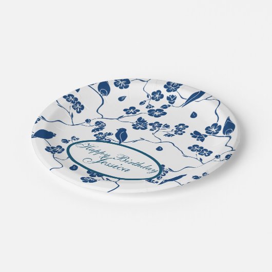 Zeitgenössische Toilvögel & Florals Papierplatte Pappteller (Schrägansicht)