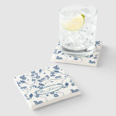 Zeitgenössische Toilvögel & Florals Stone Unterset Steinuntersetzer (Seitenansicht)