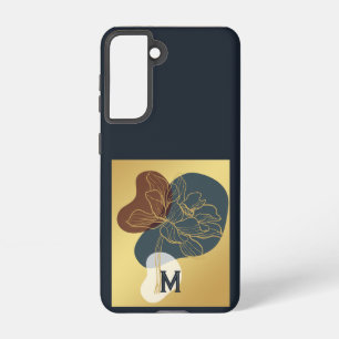 Zeitgenössische Trendy Monogram Gold Whimsical Flo Samsung Galaxy Hülle