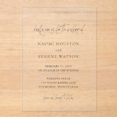 Zeitgenössische Typografie Elegante Hochzeit Acryleinladungen (Vorderseite)