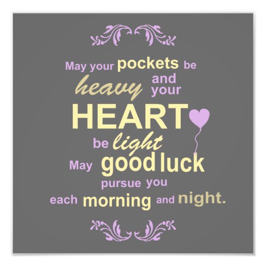 Zeitgenössische Typografie-irischer Segen im Grau Fotodruck (Vorne)